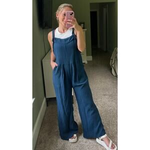 Anthropologie Daily Practice Muslin Gauzy Wide Leg Jumpsuit XS / S Comfy Lounge